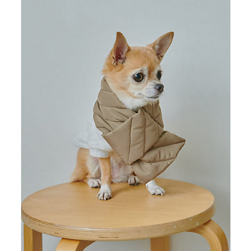 凍える冬場のお散歩に、さっと装着できる！　【DOG】リンクコーデ/蓄熱中綿キルティングマフラー