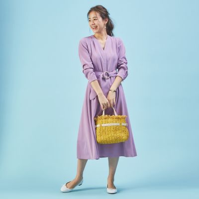 Rouge Vif ルージュ ヴィフ の 新色ライラック登場 ベルト付きショルダータックワンピース通販 Shop Marisol ショップマリソル