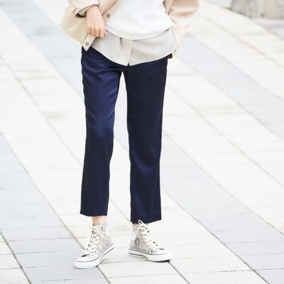 Qualite カリテ の 小林 文さんコラボパンツ サテンストレッチスリットパンツ通販 Shop Marisol ショップマリソル