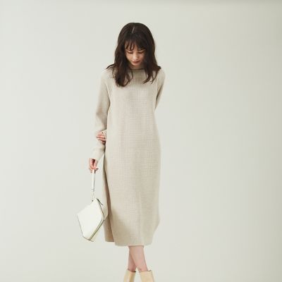 Qualite カリテ のワッフルニットワンピース通販 Leeマルシェ