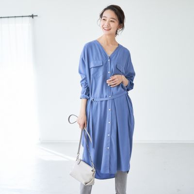 Abahouse Mavie アバハウス マヴィ のecru パウダーポプリンノーカラーシャツワンピース通販 集英社happy Plus Store