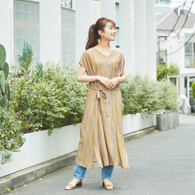 Abahouse Mavie アバハウス マヴィ のecru 2wayストライプ シアーシャツワンピース通販 集英社happy Plus Store