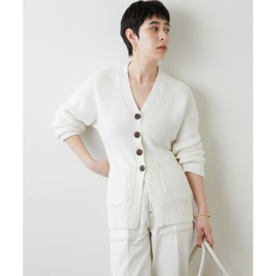 Whim Gazette(ウィム ガゼット)のリネン片畦カーディガン通販