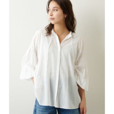 ＜集英社＞ 12closet(トゥエルブクローゼット)/【石上美津江さんコラボ】【洗える】コットンカットボイル衿フリルブラウス