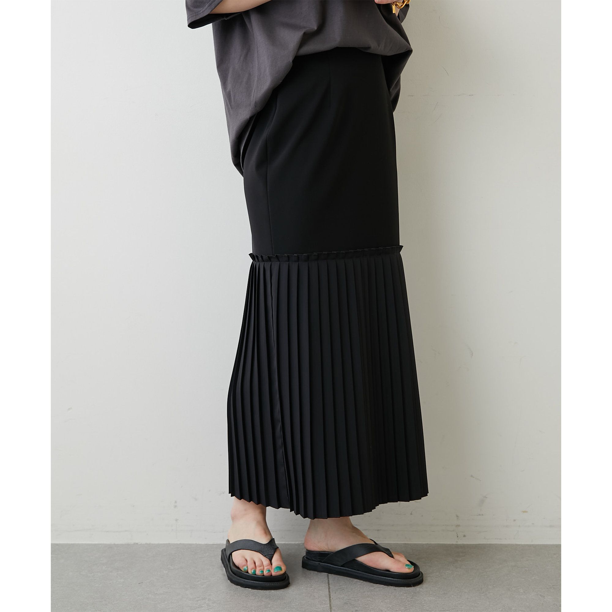  Whim Gazette(ウィム ガゼット)/《WEB限定》ヘムプリーツタイトスカートスカート