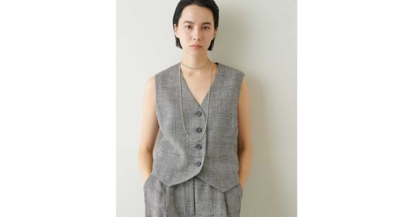 Whim Gazette(ウィム ガゼット)のリネングレンチェックベスト通販  