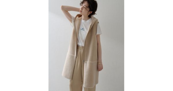 Whim Gazette(ウィム ガゼット)の【THE PAUSE】ボアフードロングジレ  