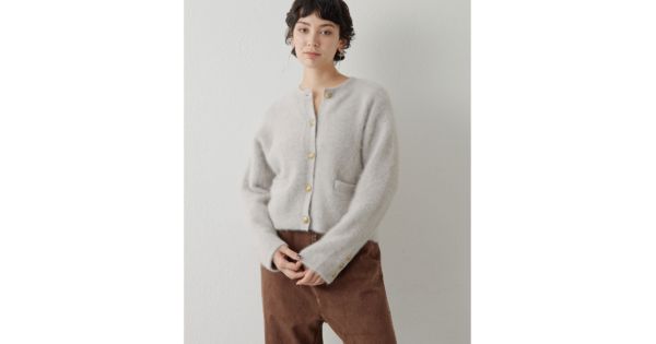 Whim Gazette(ウィム ガゼット)のカシミヤ混ファーニットジャケット  