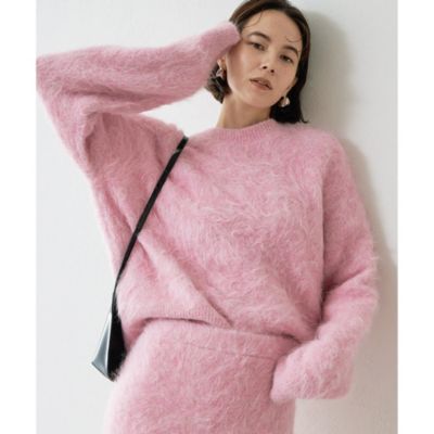 Whim Gazetteスーリーアルパカプルオーバー　ピンクモヘアニット Whim Gazette(ウィム ガゼット)のスーリーアルパカプルオーバー通販