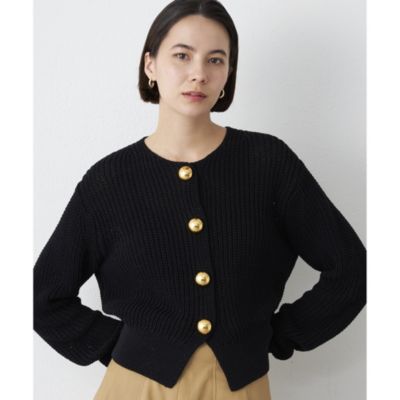 新品未使用品 Drawing Numbers ビッグ釦クルーカーディガン NV Whim Gazette(ウィム ガゼット)の【Drawing Numbers】ビッグ釦クルー