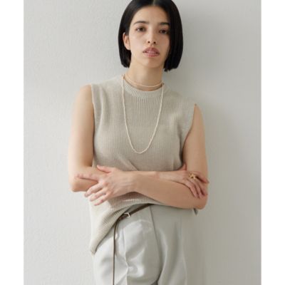 SUKALA】カップ付きオープンネックニットTee アイボリー M