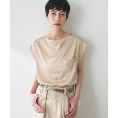 美品】Whim Gazetteノースリーブブラウス ベージュリネン100