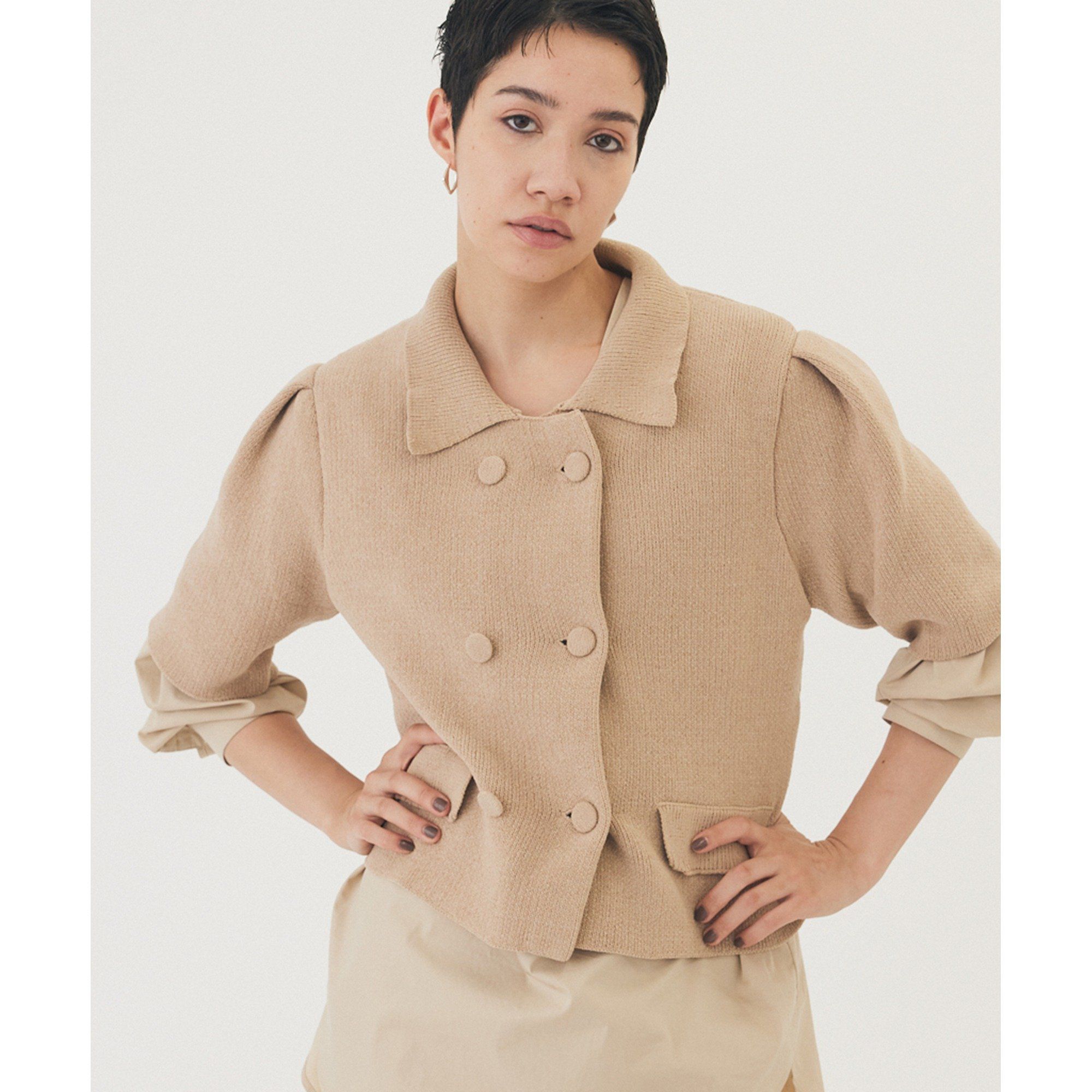 Whim Gazette(ウィム ガゼット)/【THE PAUSE】ベロアニットショートカーディガン