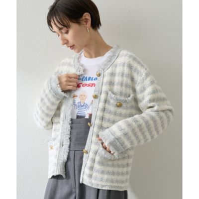 Whim Gazette ニットツイードジャケット Whim Gazette(ウィム ガゼット)のツイードニットジャケット通販