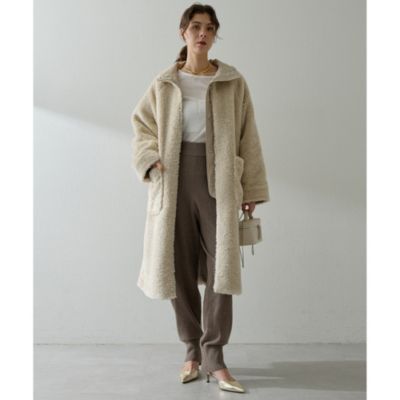 週末値下げ中！ウィムガゼット ウールボアコート　アイボリー　白 Whim Gazette(ウィム ガゼット)のリバーシブルボアコート通販 | 集英社