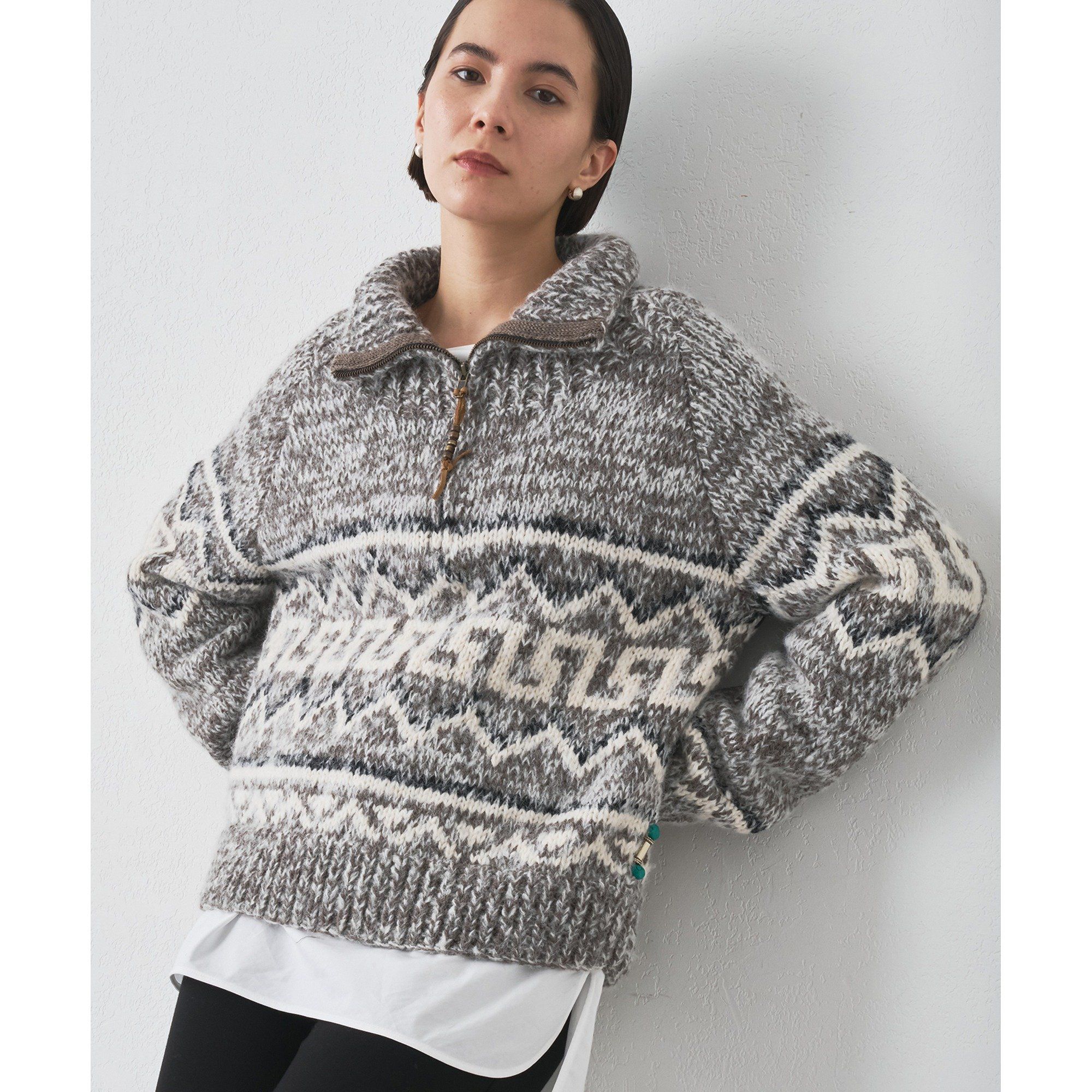 Whim Gazette(ウィム ガゼット)/【BSBEE】カウチンZIP ニット