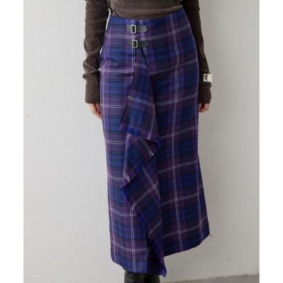 Whim Gazette(ウィム ガゼット)のチェックフリンジスカート通販