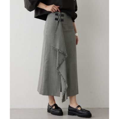 Whim Gazette(ウィム ガゼット)のチェックフリンジスカート通販