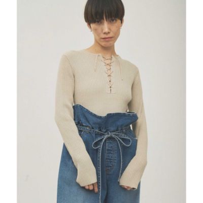 Whim Gazette(ウィム ガゼット)のRAW SILKレースアッププルオーバー