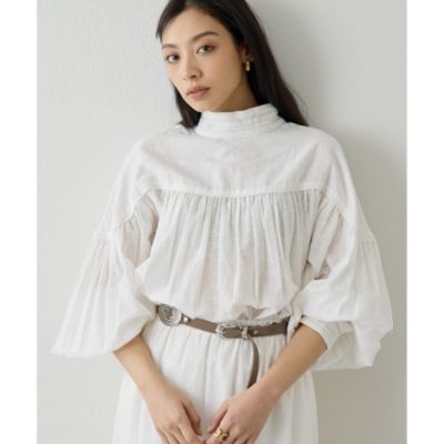 Whim Gazette(ウィム ガゼット)のコットンギャザー切替ブラウス通販