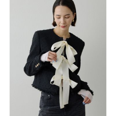 Whim Gazette(ウィム ガゼット)のネップツイードリボンジャケット通販