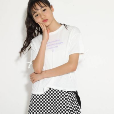 Pink Latte ピンクラテ の ニコラ掲載 袖レースアップシンプルロゴｔシャツ通販 集英社happy Plus Store
