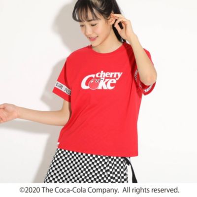 Pink Latte ピンクラテ の ニコラ掲載 Coca Cola Cherry Coke コカ コーラ チェリーコーク 袖メッシュラインｔシャツ通販 集英社happy Plus Store