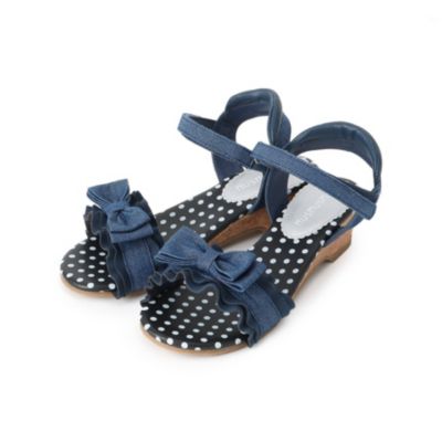 Hushush Kids ハッシュアッシュ キッズ のリボンフリルアンクルストラップサンダル通販 Leeマルシェ