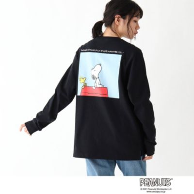 Base Control Ladys ベースステーション レディース のpeanuts ピーナッツ スヌーピー ウッドストック コミックアート長袖tシャツ通販 集英社happy Plus Store
