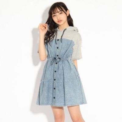 Pink Latte ピンクラテ のフーデッド異素材ティアードワンピース通販 集英社happy Plus Store