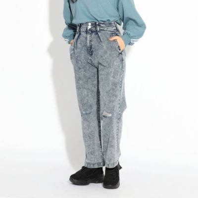 Pink Latte ピンクラテ のダメージ入りタックワイドパンツ通販 集英社happy Plus Store