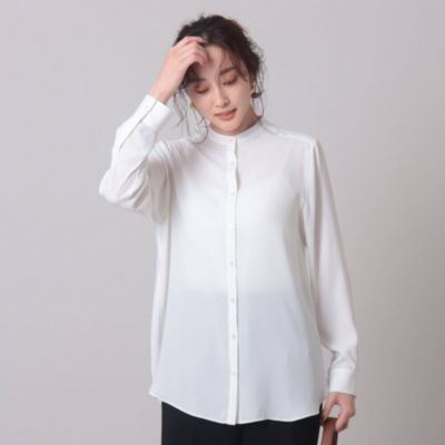 Untitled アンタイトル の 通勤 着回し バックサテン バンドカラーシャツ 洗える 通販 集英社happy Plus Store