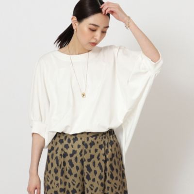 集英社HAPPY PLUS STORETHE SHOP TK（Women）（ザ ショップ ティーケー：レディース）/【腕周りカバー/チュニック丈/洗濯機洗い可】バックギャザー布帛ドッキングプルオーバー