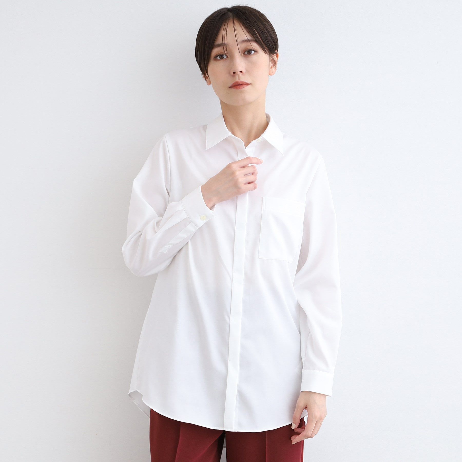  INDIVI V.A.I(インディウ゛ィ)/【日本製／インポート素材／羽織り】ドレスシャツ
