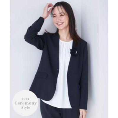 集英社HAPPY PLUS STORETHE SHOP TK（Women）（ザ ショップ ティーケー：レディース）/【セレモニー/入卒/汚れが付きにくい/SETUP可】ダブルクロスノーカラージャケット/洗える