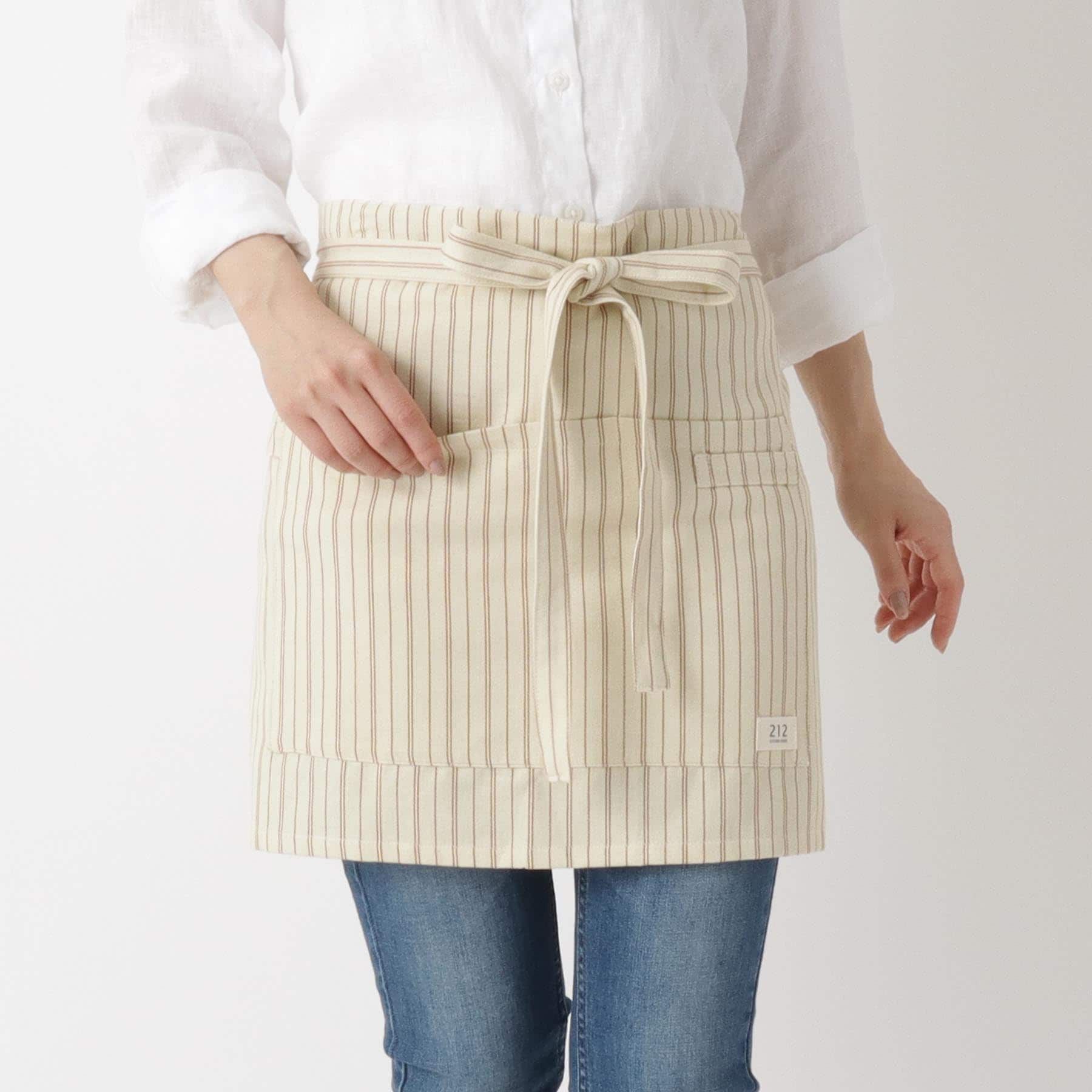  212 KITCHEN STORE(トゥーワントゥーキッチンストア)/Simple Stripe カフェエプロン BE  