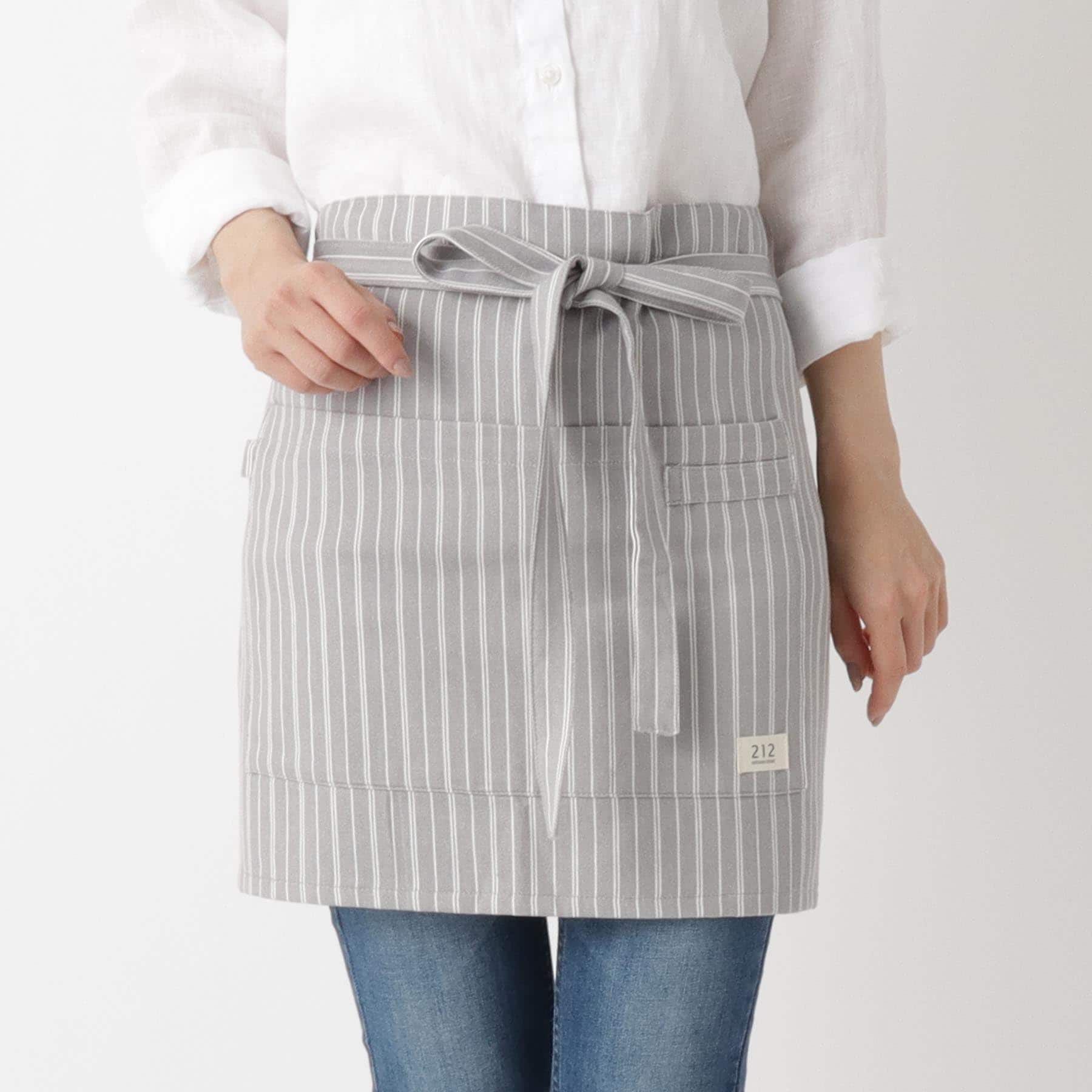  212 KITCHEN STORE(トゥーワントゥーキッチンストア)/Simple Stripe カフェエプロン GY  