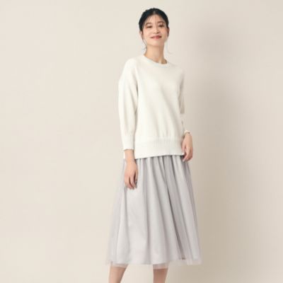 集英社HAPPY PLUS STOREDessin（Ladies）（デッサン：レディース）/【洗える】チュールスカートドッキングニットワンピース