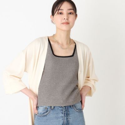 集英社HAPPY PLUS STORETHE SHOP TK（Women）（ザ ショップ ティーケー：レディース）/【前後2WAY】ストライプ＆ジャカードニットタンク/洗濯機OK