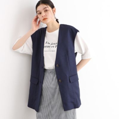 集英社HAPPY PLUS STORETHE SHOP TK（Women）（ザ ショップ ティーケー：レディース）/【セットアップ可】上品ミドル丈ジレ/洗濯機OK