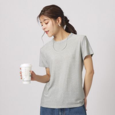 集英社HAPPY PLUS STORESHOO・LA・RUE/DRESKIP（シューラルー）/きらっとラメが大人の魅力 ラメクルーネックTシャツ