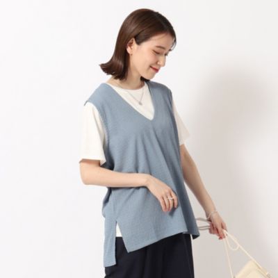 集英社HAPPY PLUS STORESHOO・LA・RUE（シューラルー）/【洗える/2点セット】さらさらVネックベスト＋Tシャツ