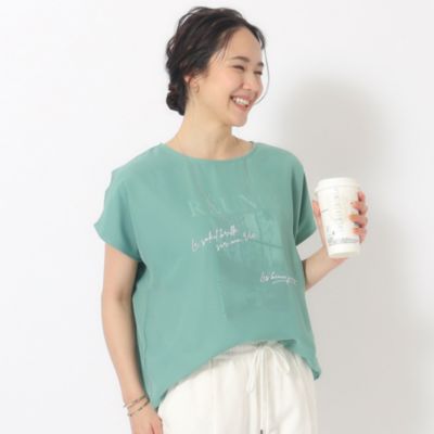 集英社HAPPY PLUS STORESHOO・LA・RUE/DRESKIP（シューラルー）/1枚でサマ見え シフォンレイヤード 転写プリントTシャツ