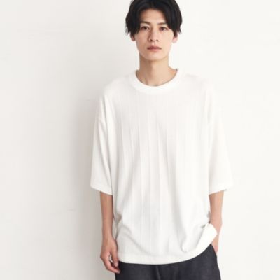 集英社HAPPY PLUS STORETHE SHOP TK（Men）（ザ ショップ ティーケー：メンズ）/【ビッグシルエット】ストライプジャカードフェイクレイヤードTシャツ