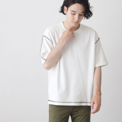 集英社HAPPY PLUS STORETHE SHOP TK（Men）（ザ ショップ ティーケー：メンズ）/冷感ポンチステッチTシャツ 接触冷感／リラックスシルエット