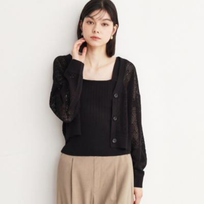 集英社HAPPY PLUS STORETHE SHOP TK（Women）（ザ ショップ ティーケー：レディース）/【2点セット】透かしニットカーデ×タンクセット/洗える