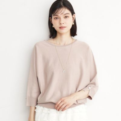 集英社HAPPY PLUS STORETHE SHOP TK（Women）（ザ ショップ ティーケー：レディース）/【二の腕カバー/毛玉になりにくい/前後2WAY】袖スリットドルマンニット/洗える