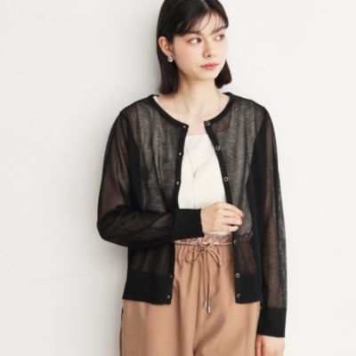 集英社HAPPY PLUS STORETHE SHOP TK（Women）（ザ ショップ ティーケー：レディース）/【上品な透け感】シアークルーカーディガン/洗える