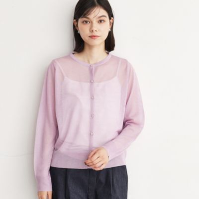 集英社HAPPY PLUS STORETHE SHOP TK（Women）（ザ ショップ ティーケー：レディース）/【上品な透け感】シアークルーカーディガン/洗える