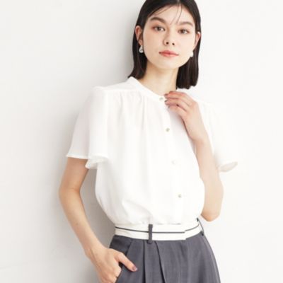 集英社HAPPY PLUS STORETHE SHOP TK（Women）（ザ ショップ ティーケー：レディース）/ギャザー半袖ブラウス【手洗い可】